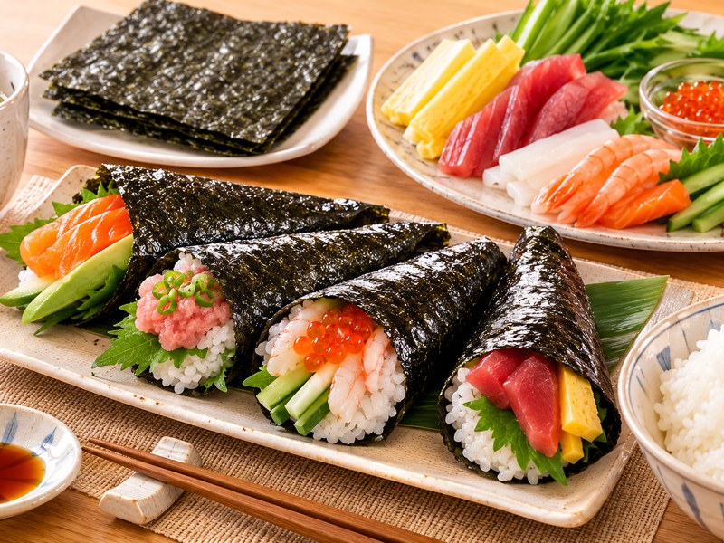 焼海苔を使った手巻き寿司